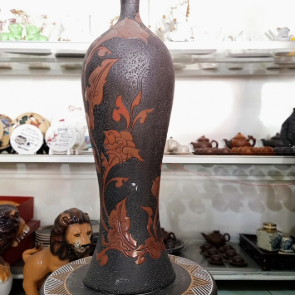 BÌNH GỐM SƠN MÀI CỔ LỌ