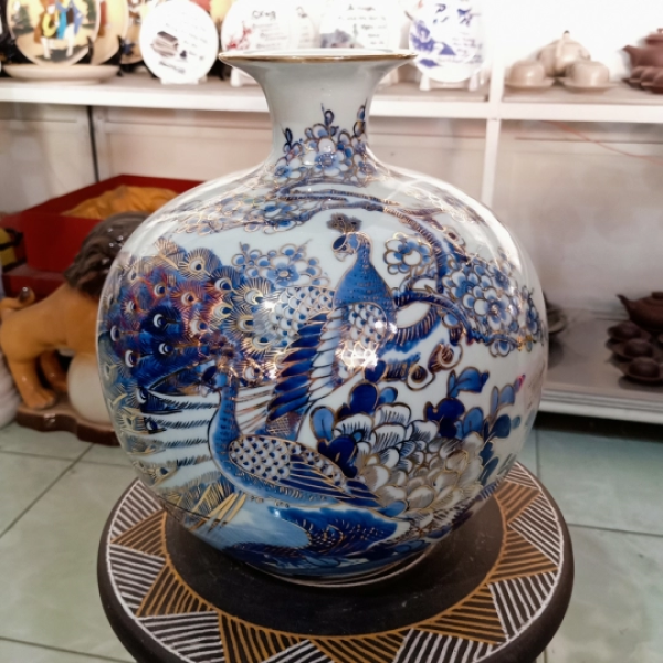 BÌNH HÚT TÀI LỘC CHIM CÔNG VẼ VÀNG