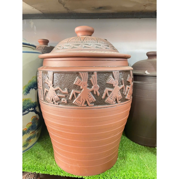 HŨ GỐM ĐỰNG GẠO HOA VĂN TRỐNG ĐỒNG