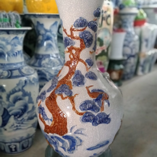 LỌ HOA MEN TRẮNG RẠN CỔ