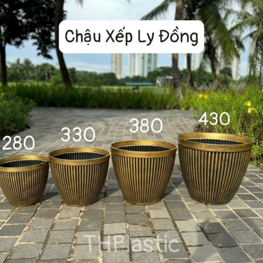 CHẬU XẾP LY ĐỒNG